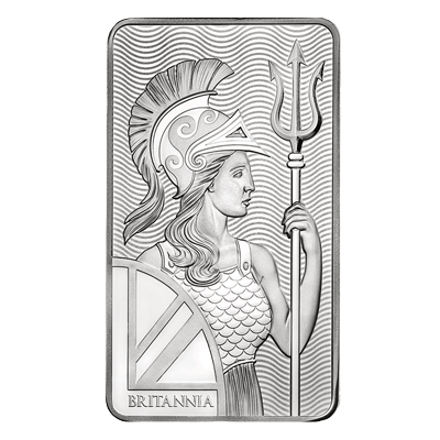 A picture of a 100 oz Britannia Silver Bar